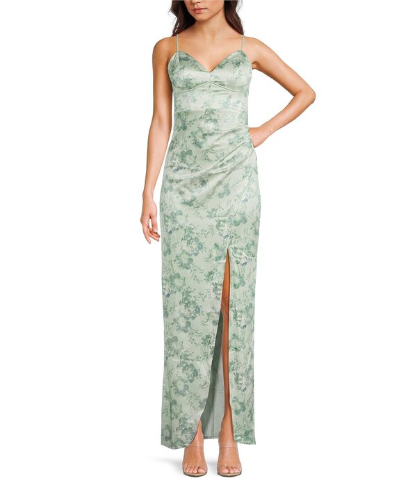 ハニーアンドロージー レディース トップス ワンピース Vネック フラワー柄 ドレープリント フラワー Honey and Rosie Floral Printed V-Neck Bustier Side Drape Dressage セージ｜ReVida 店