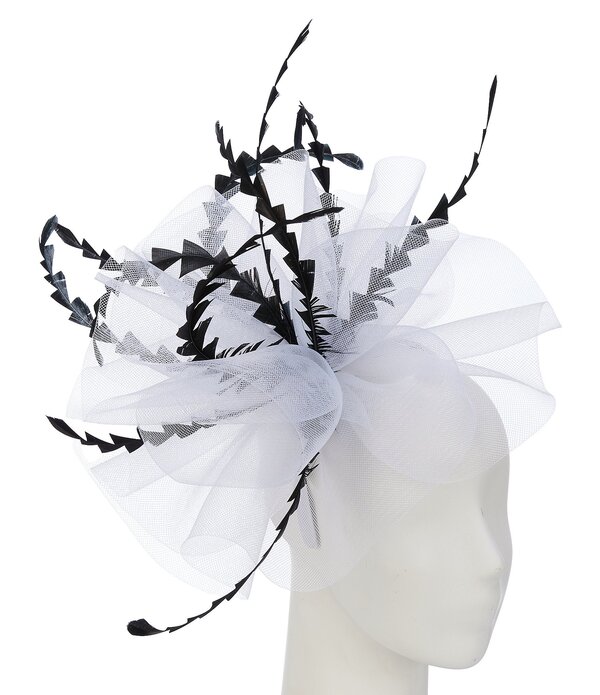 ナターシャ アクセサリー レディース 帽子 Natashaccessories Two Tonet Feathers Fascinator Black/White ホワイト
