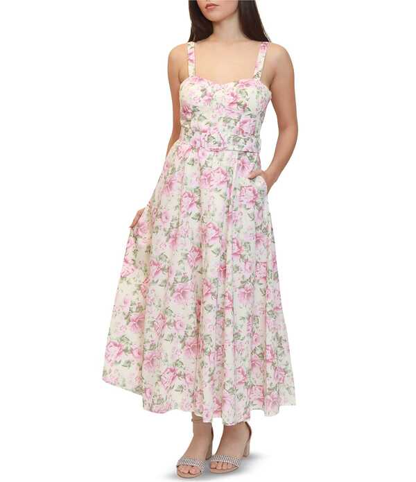 スティーブ マデン レディース トップス ワンピース フラワー柄 プリント マキシ フラワー Stevie By Steve Madden Floral Printed Sweetheart Neck Belted Maxi Dress Egret