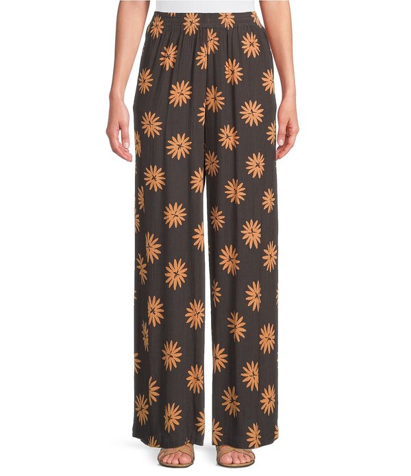 ボルコム レディース ボトムス カジュアルパンツ ワイドレッグ プリント Volcomidnight Ramble Printed Wide Leg Pants Black/Brown ブラック