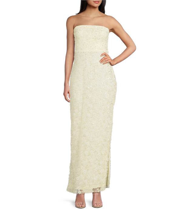 ルルズ レディース トップス ワンピース シフォン A ライン ストラップレス マキシ Lulus Fields Chiffon Strapless A-Line Maxi Dress Butter Yellow イエロー