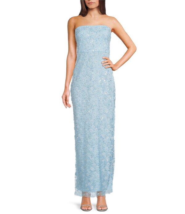 ルルズ レディース トップス ワンピース シフォン A ライン ストラップレス マキシ Lulus Fields Chiffon Strapless A-Line Maxi Dress Light Blue ブルー