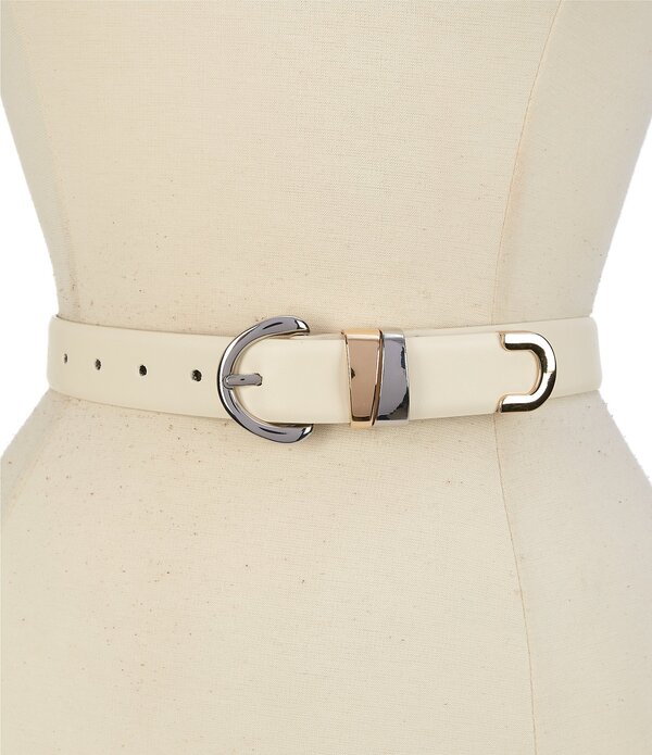 ディラーズ レディース アクセサリー ベルト レザー フェイクレザー Dillard's 1.1 Two Tone Keeper Faux Leather Belt Ivory アイボリー