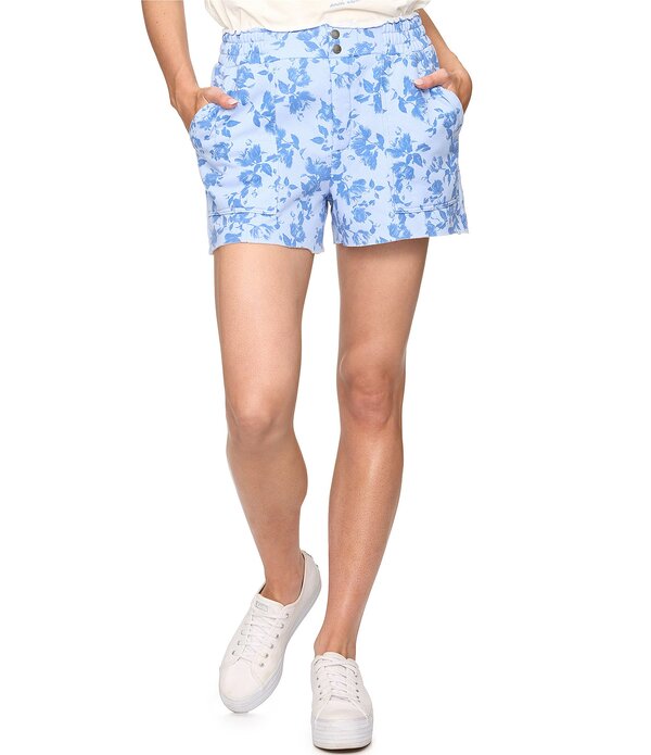 フラッグ アンド アンセム レディース ボトムス ハーフパンツ・ショーツ フラワー柄 プリント ショートパンツ フラワー Flag and Anthem Burleigh Button Front Elastic Waist Floral Print Shorts Blue ブルー｜ReVida 店