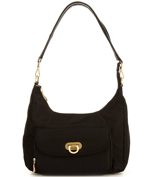 バッガリーニ レディース 御徒面子 Baggallini Coastal Flip Lock Half Moon Bag Black 黒いこと