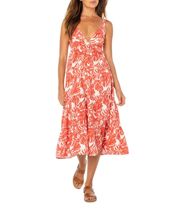 ロキシー レディース トップス ワンピース Vネック プリント ミディ ノースリーブ Roxy Tula Sleeveless V-Neck Printed Midi Dress Lantana