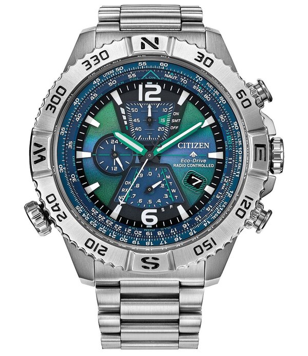シチズン レディース 付属品 ウオッチ プルオーバー Citizen Men\u0027s Promaster Eco-Drive Air Chronograph Stainlessteel Bracelet Watch Silver しろがね色