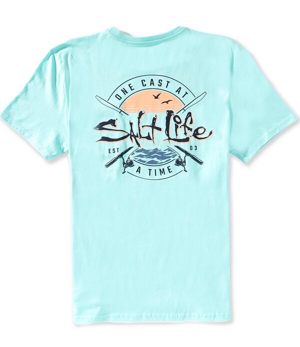 ソルトライフ メンズ トップス シャツ Salt Life One Cast At A Time Short Sleeve T-Shirt Aruba Blue ブルー