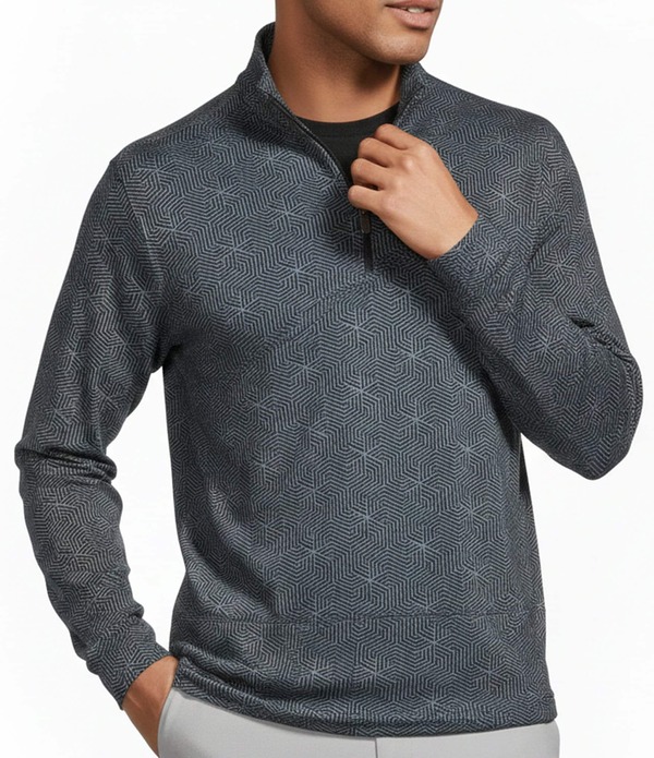ラウンドトゥリーアンドヨーク メンズ アウター 編み物・スウェーター 長袖 Roundtree \u0026 Yorke Performance Long-Sleeve Solid Quarter-Zipullover Black 黒いこと ニット・セーター-メンズファッション