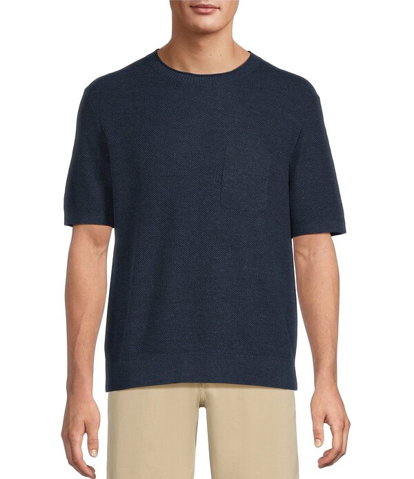 トッミーバハマ メンズ アウター ニット・セーター Tommy Bahama Salthill Pocket Crew Short Sleeve Sweater Insignia Blue Heather ヘザー