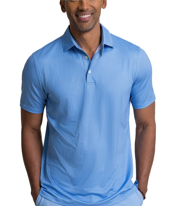 サウザーンタイド メンズ トップス プルオーバー Southern Tide Driver Wild Windstriped Short Sleeve Polo Shirt Heather Blue Stream ギョリュウモドキ