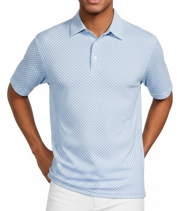 ラウンドトゥリーアンドヨーク メンズ トップス シャツ プリントール Roundtree & Yorke Performance Big & Tall The Fairway Short Sleeve Geometric Diamond Print Polo White ホワイト
