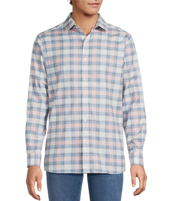ハート型 シャフナー チーコ川 メンズ トップス プルオーバー 刷り上げる Hart Schaffner Marx Long Sleeve Plaid Print Button Front Shirt Coral コーラル