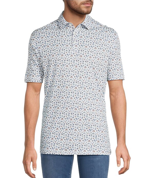 ハート シャフナー マルクス メンズ トップス シャツ プリント Hart Schaffner Marx Short Sleeve Paisley Stamprint Polo Shirt White ホワイト