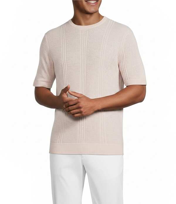 ムラノ メンズ トップス シャツ Murano Palm Springs Collection Textured Short Sleeve T-Shirt Light Peach ピーチ｜ReVida 店
