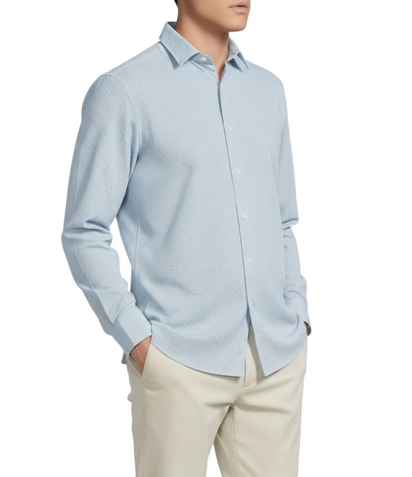 ダニエル クレミュ メンズ トップス シャツ プリント Cremieux Blue Label Performance BRRR Seersucker Card Print Long Sleeve Woven Shirt Windsurf ブルー