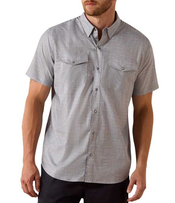 アリアト メンズ トップス シャツ Ariat Fitted Western VentTEK Short Sleeve Shirt Sky Rocket