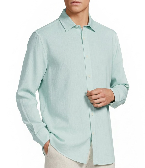 カリビアン メンズ トップス シャツ Caribbean Solid Long Sleeve Woven Shirt Mint ミント｜ReVida 店