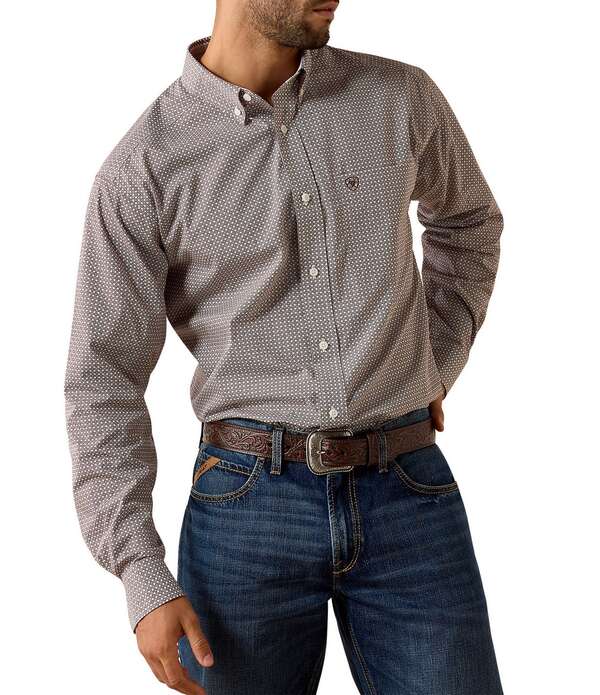 アリアト メンズ トップス シャツ Ariat Long Sleeve Wrinkle Free Classic Fit Alden Shirt Brown ブラウン