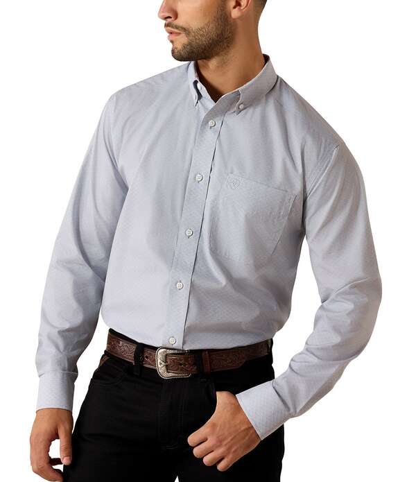 アリアト メンズ トップス シャツ Ariat Long Sleeve Wrinkle Free Classic Fit Leandro Shirt Grey グレー｜ReVida 店