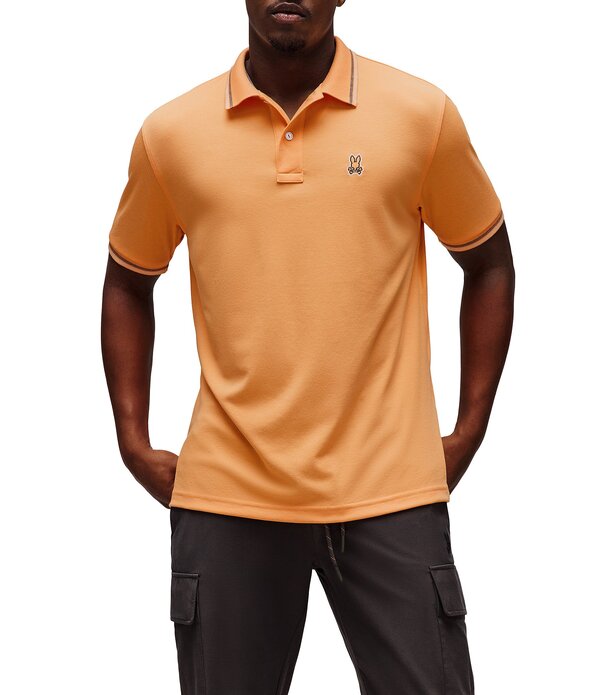 サイコバニー メンズ トップス シャツ Psycho Bunny Thomas Performance Short Sleeve Polo Shirt Papaya｜ReVida 店