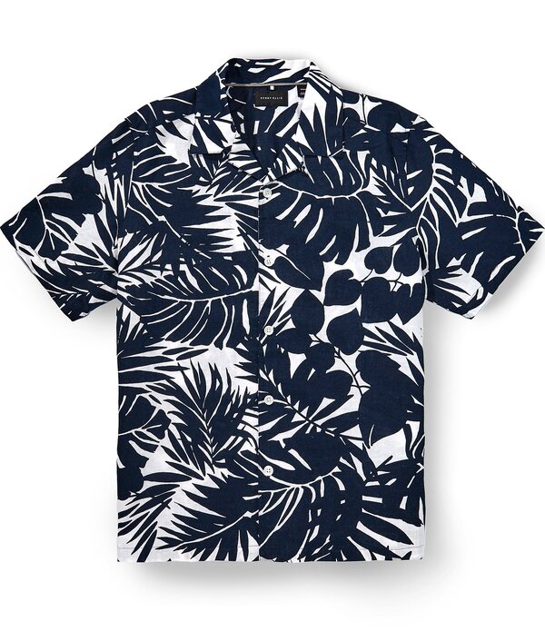 ペリーエリス メンズ トップス シャツ フラワー柄 トール リネン フラワー Perry Ellis Big & Tall Floralinen Short Sleeve Woven Shirt Dark Sapphire サファイア