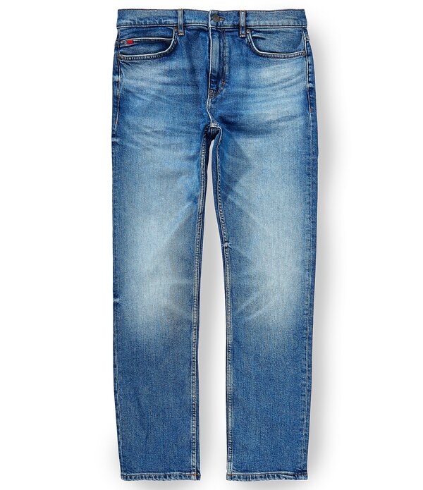 ヒューゴボス メンズ ボトムス ジーンズズボン下 か細い填まる 引っ切り無い デニム Hugo Boss Hugo 708 Slim Fit Straight Leg Denim Jeans Medium Blue 青色