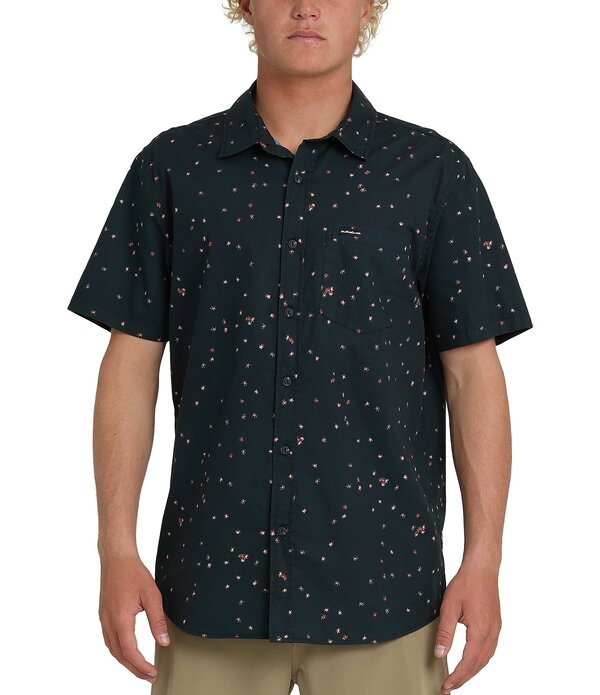 クイックシルバー メンズ トップス シャツ Quiksilver Ditsy Blossom Short Sleeve Poplin Shirt Anthracite