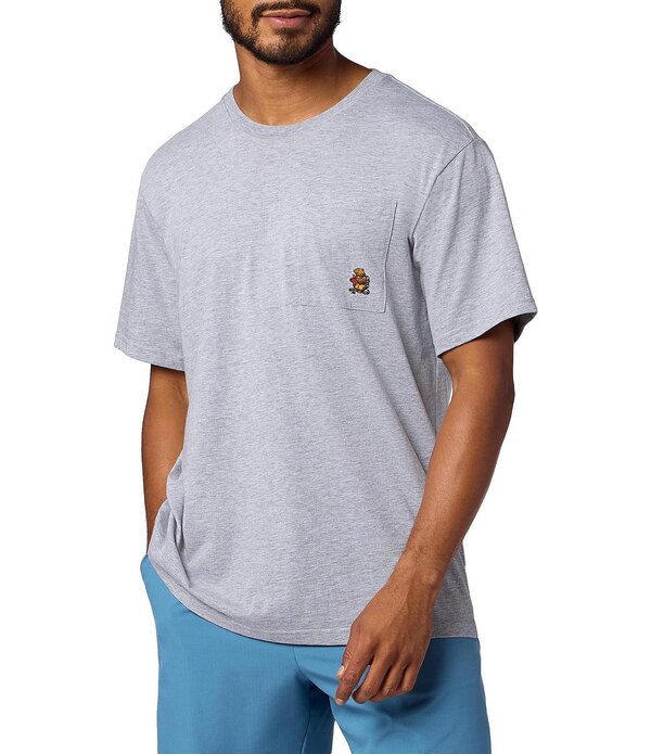 モルモット メンズ トップス プルオーバー 労働者の一団のど首 肋材 グラフィック Marmot Marty Pocket Graphic Stretch Ribbed Crew Neck Short Sleeve T-Shirt Grey Heather 薄墨色