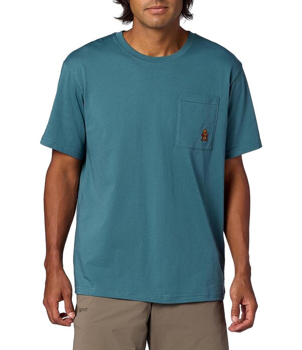 モルモット メンズ トップス プルオーバー 労働者の一団のど首 肋材 グラフィック Marmot Marty Pocket Graphic Stretch Ribbed Crew Neck Short Sleeve T-Shirt Seafloor