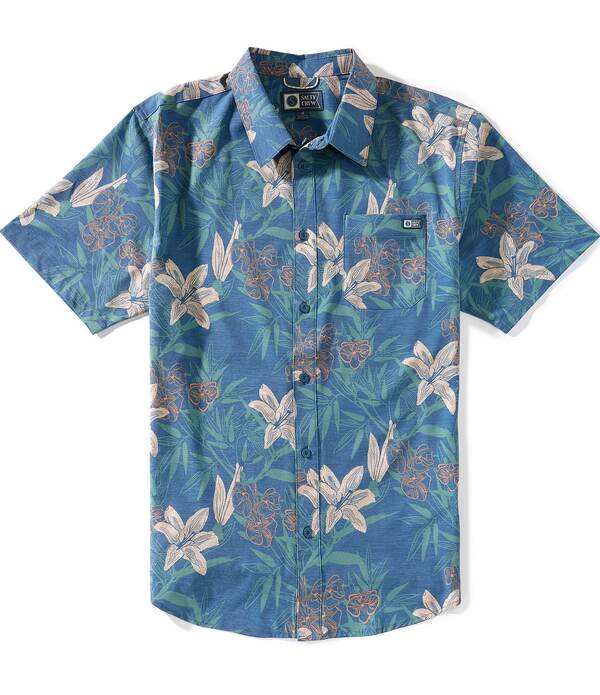 ソルティークルー メンズ トップス シャツ フラワー柄 プリント フラワー Salty Crew Drifter Short Sleeve Floral Printed Woven Shirt Cast Blue ブルー