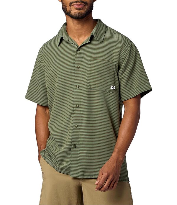マーモット メンズ トップス シャツ Marmot Eldridge Novelty Stripe Short Sleeve Woven Shirt Olive Grove Stripe オリーブ