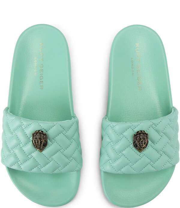 カートジェイガーロンドン レディース シューズ パンプス サンダル キルティング ロゴ Kurt Geiger London Women's Meena Quilted Logornament Pool Slide Sandals Green グリーン