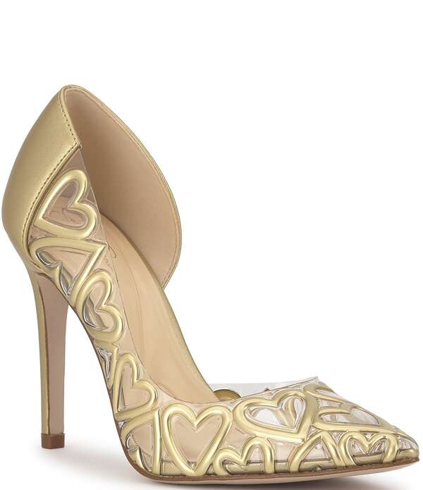 ジェシカシンプソン レディース シューズ ヒール Jessica Simpson Palvin Clear Heart Detail d'Orsay Pumps Gold ゴールド