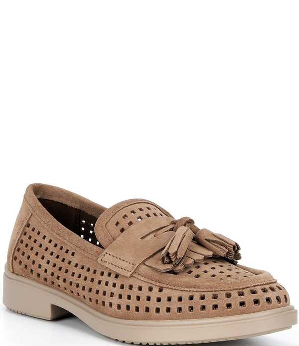 エコー レディース シューズ パンプスエード ローファー ECCO Women's Classic Perforated Suede Tassel Penny Loafers Brown ブラウン