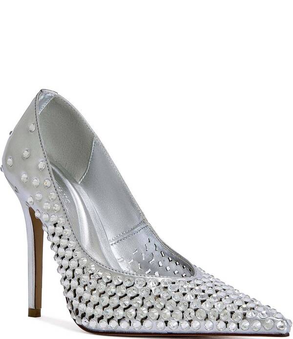 アザレア ワン レディース シューズ ヒール カットアウトール Azalea Wang Naos Metallic Rhinestone Cut Out Dress Pumpsilver シルバー