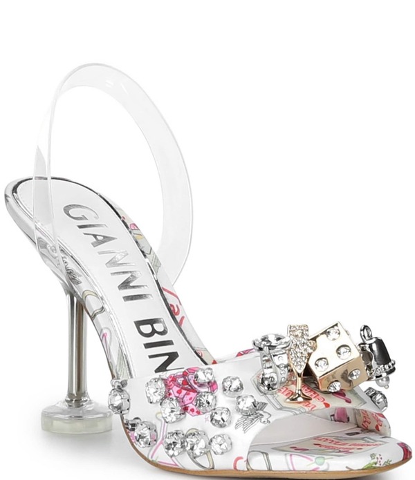 ジャンビニ レディース シューズ サンダル プリント ヒール Gianni Bini Marryme Printed Bridal Ornament Martini Heel Dressandals White Multi ホワイト