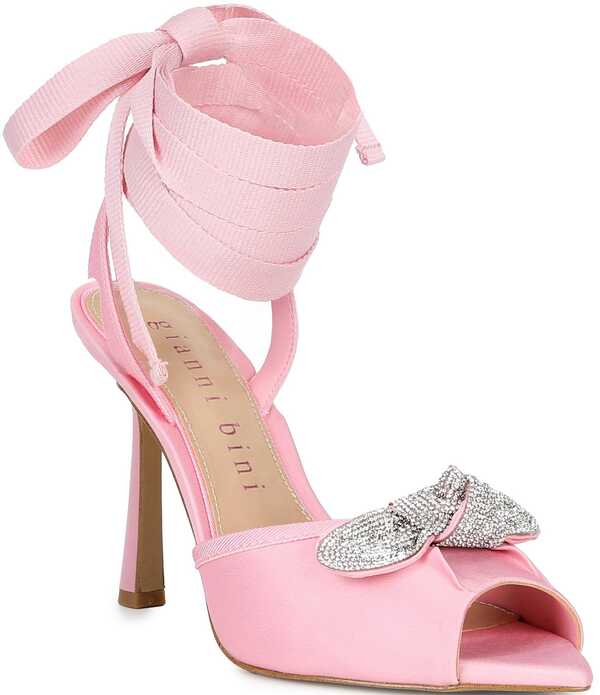 ジャンビニ レディース シューズ サンダル サテン レース Gianni Bini Gardner Satin Lace Up Dressandalsirena Pink ピンク｜ReVida 店