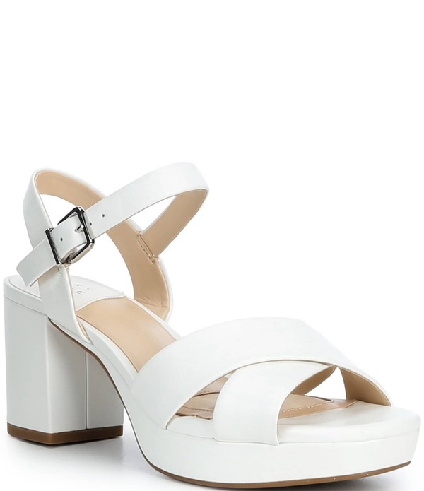 アレックスマリー レディース シューズ サンダル プラットフォーム レザー Alex Marie Anette Leather Cross Band Platform Sandals White ホワイト