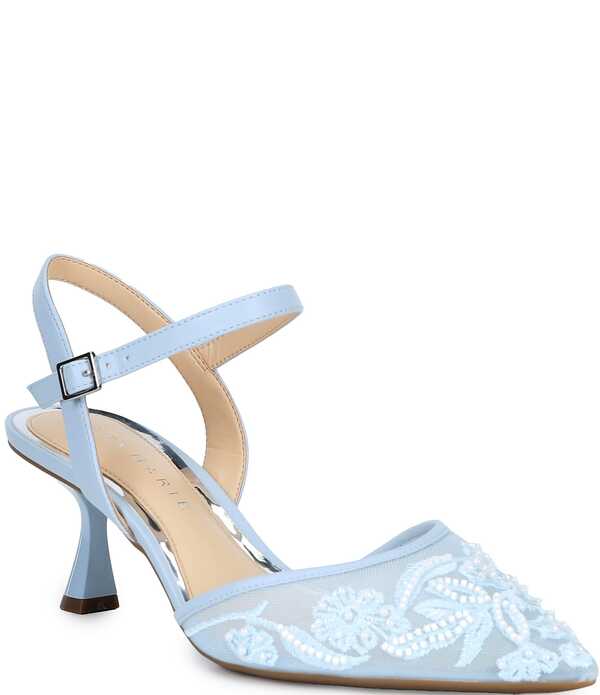 アレックスマリー レディース シューズ パンプス メッシュ 刺繍 Alex Marie Alyssa Embroidered Mesh Slingback Pumps Blue Sky Baby ブルー