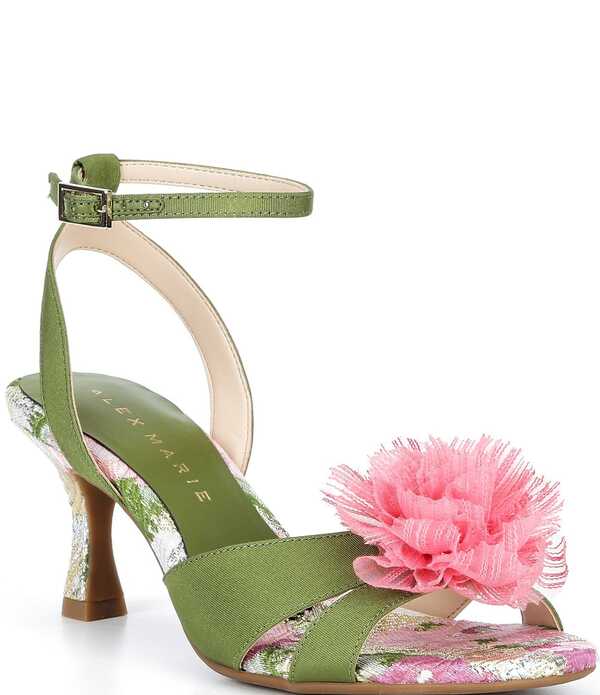 アレックスマリー レディース シューズ 踵 サンダル Alex Marie Ilene Faille Flower Dressandals Dark Green 緑であること