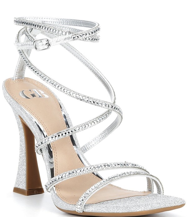 ジービー レディース シューズ サンダル アンクル GB Golden-Hour Glitter Strappy Ankle Strap Dressandalsilver シルバー