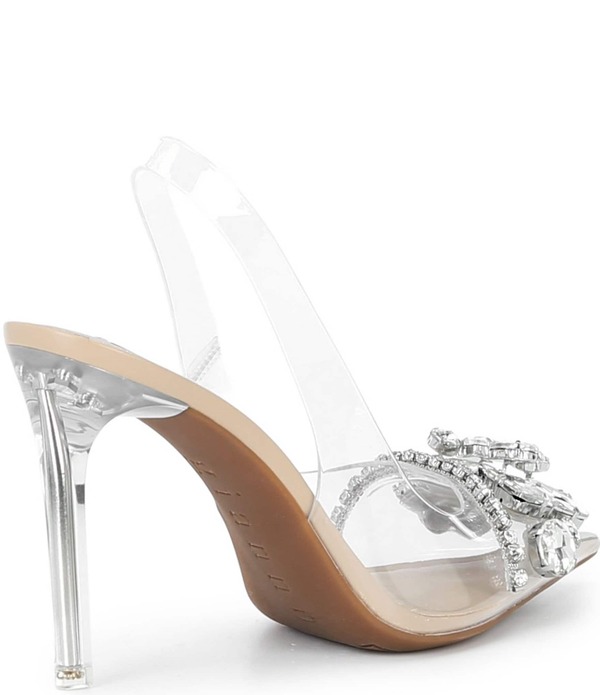 ジャンビニ レディース シューズ 踵 Gianni Bini Mardona Clear Jewel Ornamented Slingback Pumps Clear/Clear