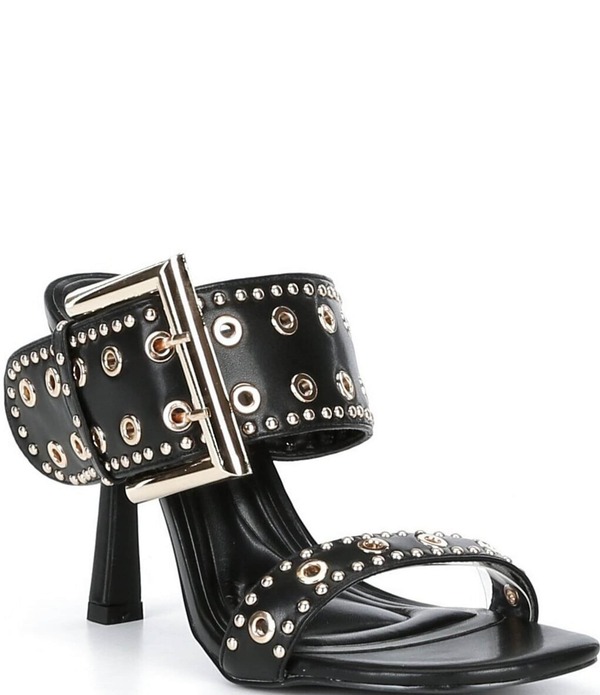アザレア ワン レディース シューズ ヒール サンダル Azalea Wang Chambers Grommet Studded Oversized Buckle Dressandals Black ブラック|ReVida 店