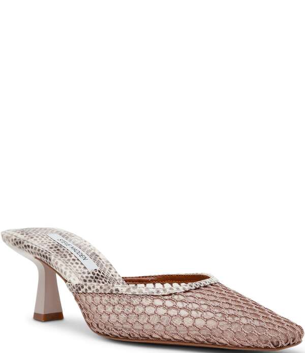 スティーブ マデン レディース シューズ パンプス 刷り上げる メッシュ Steve Madden Alyse Snake Print Mesh Dress Mules Natural Snake