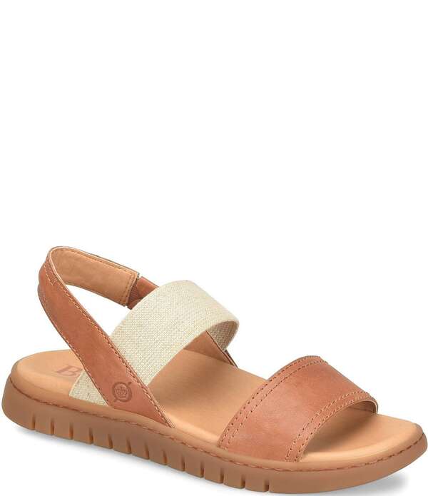 ボーン レディース シューズ パンプス サンダル レザー Born Amabeleather and Elastic Slingback Sandals Brown ブラウン
