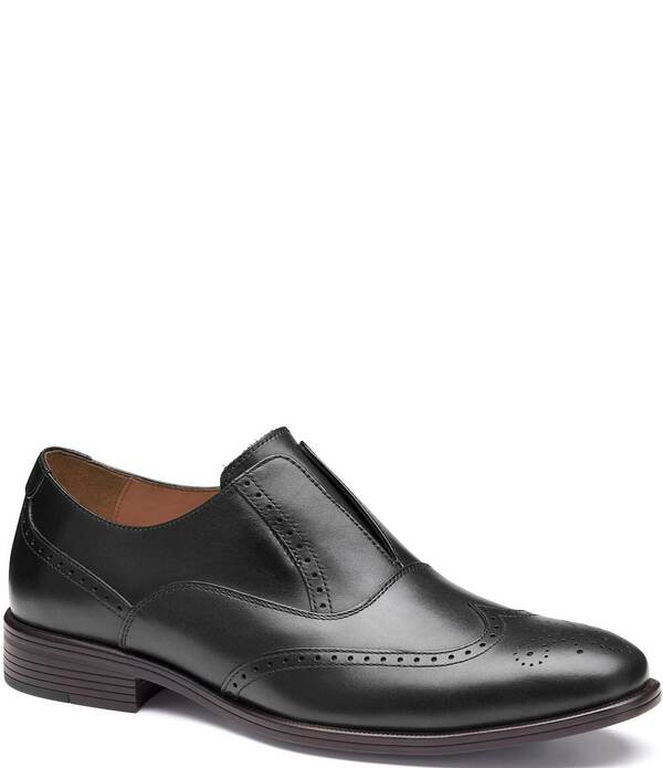 ジョンストンアンドマーフィー メンズ シューズ スリッポン・ローファー ウィングチップ Johnston & Murphy Men's Reeve Wingtip Slip-On Black ブラック
