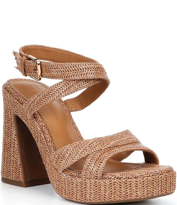 ジービー レディース シューズ サンダル プラットフォーム アンクル GB Happy-Houraffia Platform Ankle Strap Dressandals Acacia Tan タン