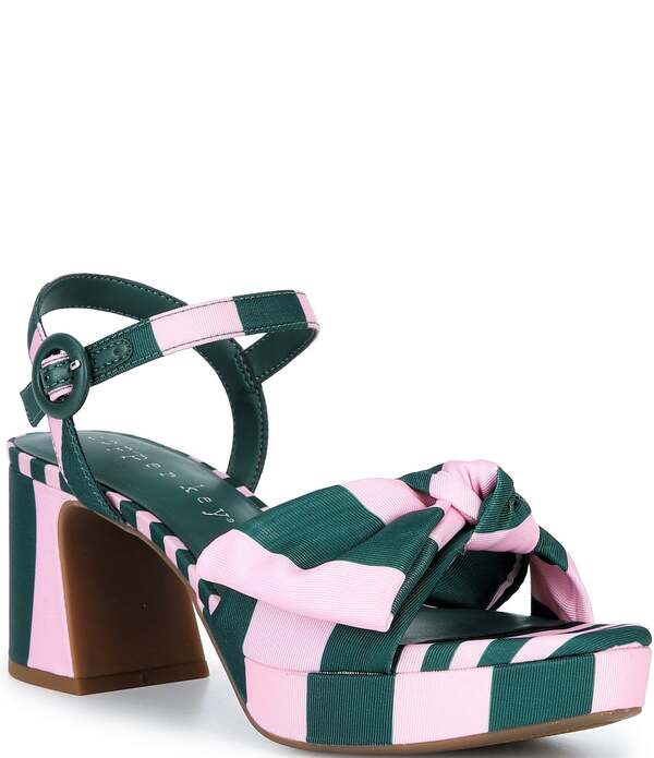 カッパーキー レディース シューズ サンダル プラットフォーム Copper Key Lux Striped Bow Platform Dressandals Pink/Green ピンク
