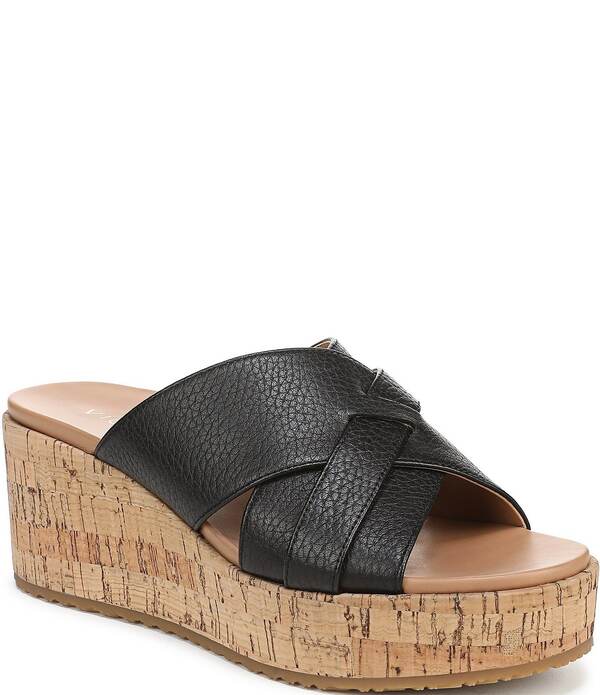 バイオニック レディース シューズ サンダル レザー Vionic Dawn Leather Wedge Sandals Black ブラック｜ReVida 店